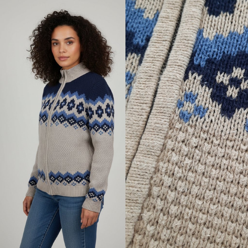 Vtg Y2k Fair Isle Zipper Cardigan  Northcrest Brand